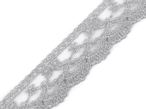 Bestickte Spitze auf Organza Breite 40 mm