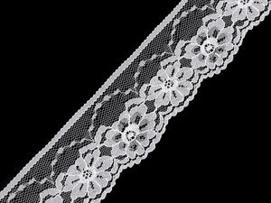 Premium Nylon-Spitzenborte (45 mm Breite) in Weiß – Elegantes Zierband für Bastelarbeiten, Kleidung und Heimdekoration