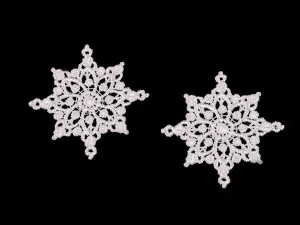 Wollweiße Schneeflocken-Spitzenapplikation zum Aufnähen für Kleidung, Bastelarbeiten und Weihnachtsdekoration