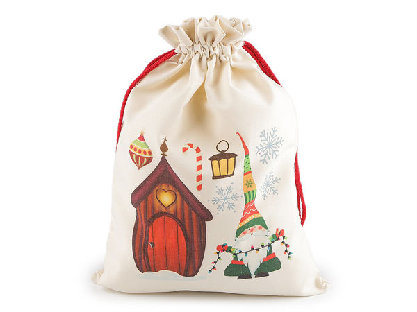 Großer Weihnachts-Geschenksack mit Kordelzug 30x40 cm – Festlicher Beutel aus Stoff