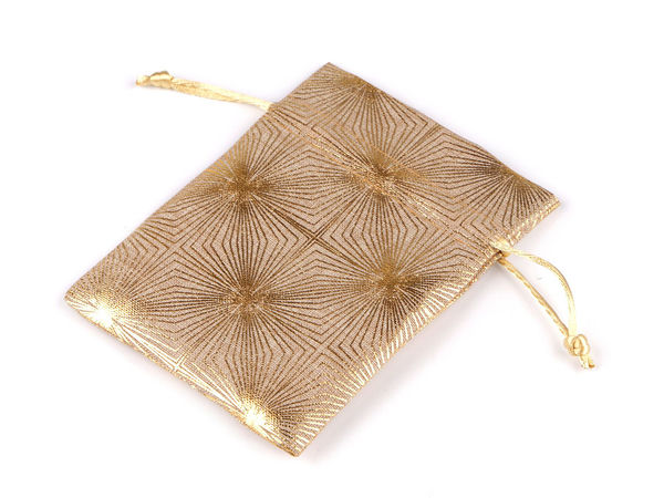 Premium-Geschenkbeutel mit Kordelzug und geometrischem Metallic-Muster (10x13 cm)