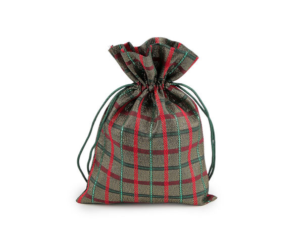 Weihnachtsgeschenksäckchen kariert mit Lurex 13x18 cm