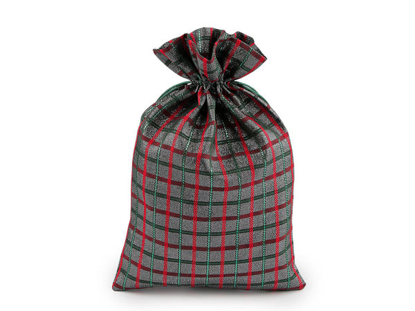 Weihnachtsgeschenkbeutel kariert mit Lurex 20x30 cm