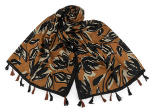Eleganter floraler Schal und Umschlagtuch mit Fransen - Weiches Oversize-Tuch (80x180 cm)