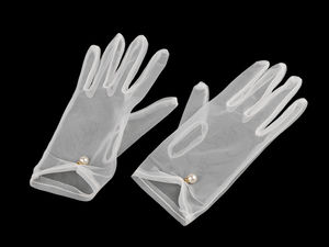 Tüll-Abendhandschuhe mit Perle