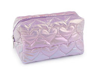 Holografische gesteppte Kosmetiktasche und Herz-Täschchen - Vielseitiges Reise-Make-up-Etui und Organizer (18x11 cm)