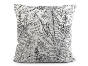 Luxuriöser Kissenbezug aus Chenille und Samt - Dekorative Kissenhülle mit botanischem Farn-Motiv (43x43 cm)