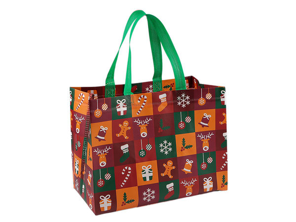 Wiederverwendbare Weihnachts- & Einkaufstragetasche - Kaschierter Vliesstoff, 32 x 25 cm