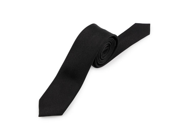 Klassische schmale Unisex-Krawatte in Schwarz - Moderne einfarbige Krawatte für formelle und legere Anlässe