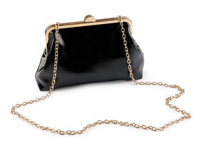 Elegante schwarze Clutch-Handtasche aus Kunstleder - Abendtasche für formelle Anlässe mit abnehmbarer Umhängekette