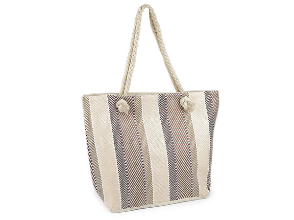 Premium Sommer-Strandtasche aus Textil - Große Schultertasche mit Baumwollkordel-Henkeln (51 x 38 cm)