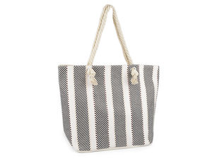 Premium Sommer-Strandtasche aus Textil - Große Schultertasche mit Baumwollkordel-Henkeln (51 x 38 cm)