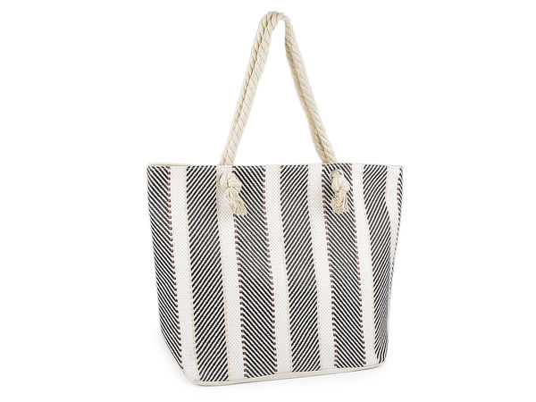 Premium Sommer-Strandtasche aus Textil - Große Schultertasche mit Baumwollkordel-Henkeln (51 x 38 cm)