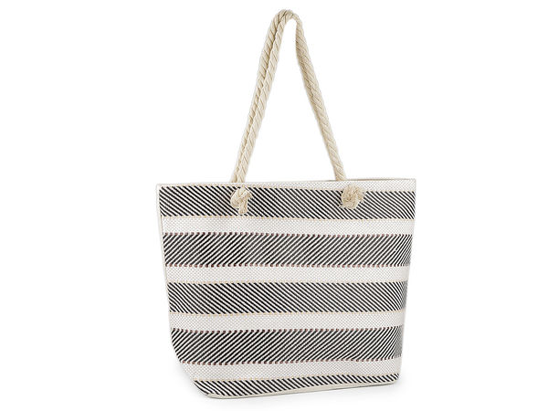 Premium Sommer-Strandtasche aus Textil - Große Schultertasche mit Baumwollkordel-Henkeln (51 x 38 cm)