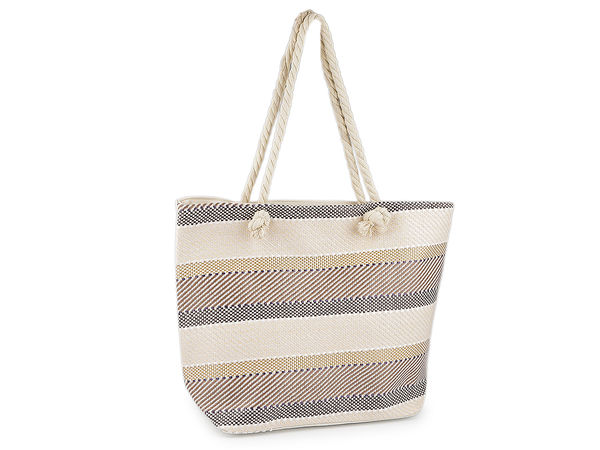 Premium Sommer-Strandtasche aus Textil - Große Schultertasche mit Baumwollkordel-Henkeln (51 x 38 cm)