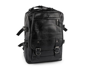 Premium-Rucksack aus schwarzem Eco-Leder - Eleganter Tagesrucksack für Reisen und Pendler