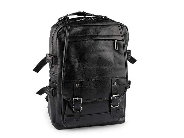 Premium-Rucksack aus schwarzem Eco-Leder - Eleganter Tagesrucksack für Reisen und Pendler