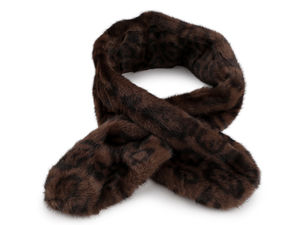 Luxuriöser Kunstfell-Schal mit Animal-Print – Ultraweicher Winter-Halswärmer & modisches Schultertuch (Schwarz & Braun)