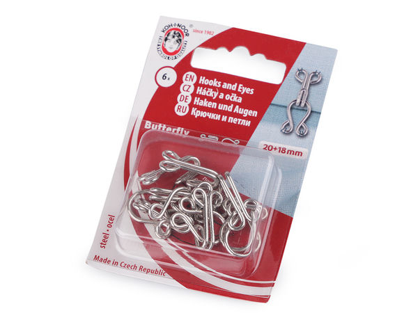 Premium-Haken und Ösen aus Metall zum Aufnähen - 6 Paare, Schwarz