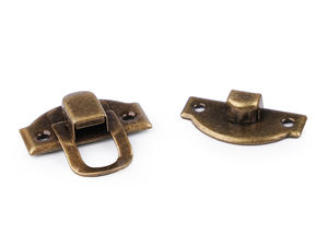 Schatullenverschluss aus Metall in Altmessing - Dekorativer zweiteiliger Verschluss für Holzkisten, Truhen & Taschen