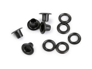Premium rostfreie Metallösen mit Scheiben, Innen-Ø 4 mm, schwarz lackiert - Robuste Ösen für dicke Stoffe, Bademode und Taschen