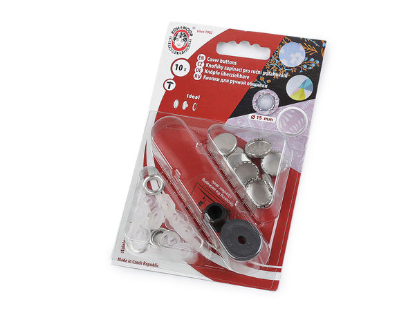 Knopf zum Beziehen, Edelstahl, Ø 12; 15 mm