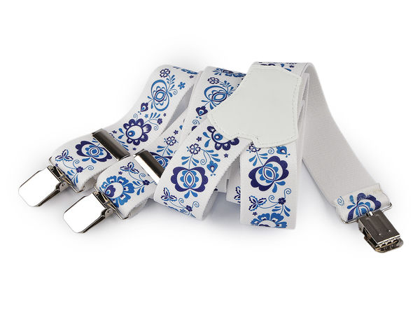 Premium-Hosenträger mit traditionellem Folkloremotiv - Verstellbare elastische Träger (4 cm Breite, 120 cm Länge)
