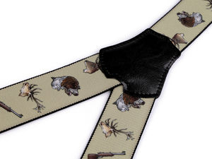 Premium elastische Jagdhosenträger mit Wald- und Wildmotiven (4 cm x 120 cm)