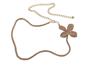 Eleganter Strass-Blumen-Kettengürtel für Damen - Verstellbarer Schlangengürtel in Metalloptik für Kleider und Tuniken