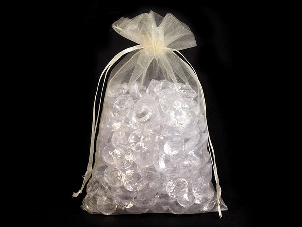 Elegante Organzasäckchen mit Satin-Zugband (14 x 21 cm) - Hochwertige glänzende und transparente Geschenkbeutel