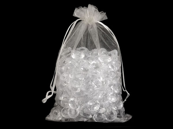 Elegante Organzasäckchen mit Satin-Zugband (14 x 21 cm) - Hochwertige glänzende und transparente Geschenkbeutel