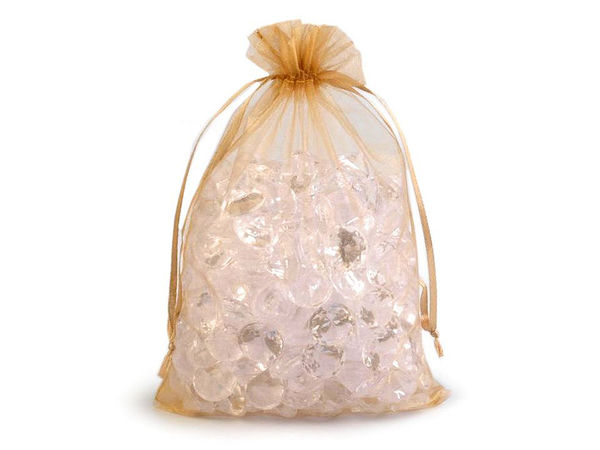 Elegante Organzasäckchen mit Satin-Zugband (14 x 21 cm) - Hochwertige glänzende und transparente Geschenkbeutel