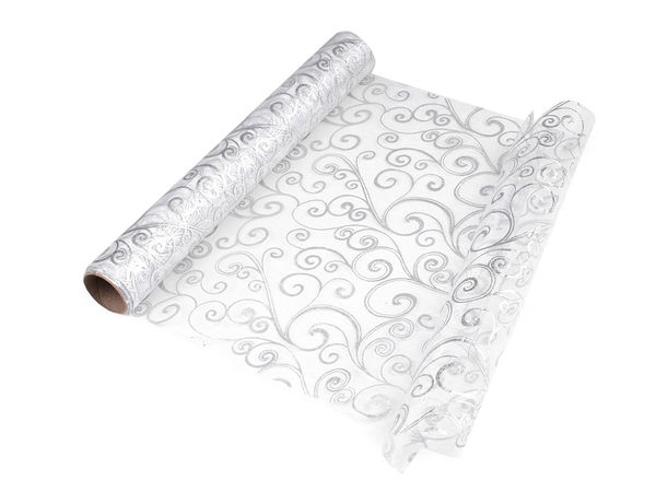 Organzastoff für Weihnachten & Hochzeit mit Metallic-Druck, Breite 36 cm