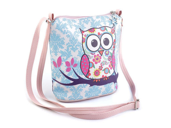 Eulen-Umhängetasche für Kinder - Mädchen-Schultertasche mit beidseitigem Motiv und verstellbarem Trageriemen, 17x17 cm