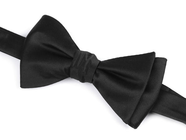 Klassische schwarze Satin-Fliege für Herren zum Selbstbinden - Verstellbarer formeller Querbinder mit Geschenkbox