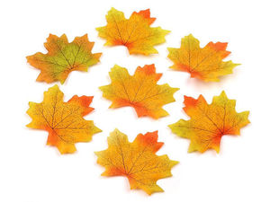 Premium Kunst-Ahornblätter 8x8 cm - Leuchtendes Herbstlaub zum Basteln, für Kränze & saisonale Dekoration (Orange-Gelb)