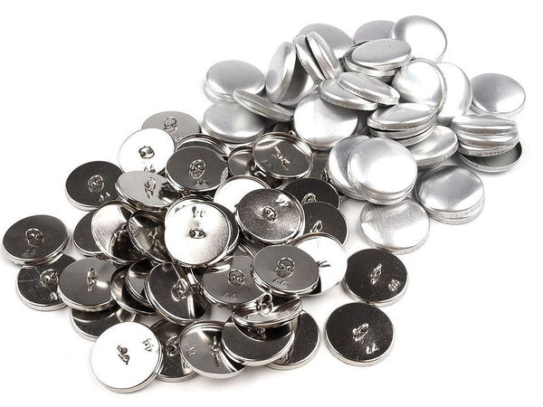 Premium-Metallknöpfe zum Beziehen - Größe 44 (Nickel-Finish)