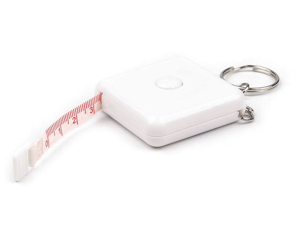Premium ausziehbares Taschenmaßband mit Schlüsselanhänger - Doppelseitig 150 cm / 60 Zoll - Weiß