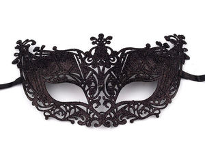Verzierte Maskenball-Augenmaske im Patina-Look mit Glitzer und Satin-Bindebändern