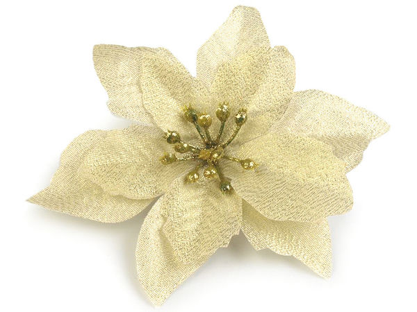 Eleganter künstlicher Weihnachtsstern 14 cm mit Lurex und schimmerndem Glitzer