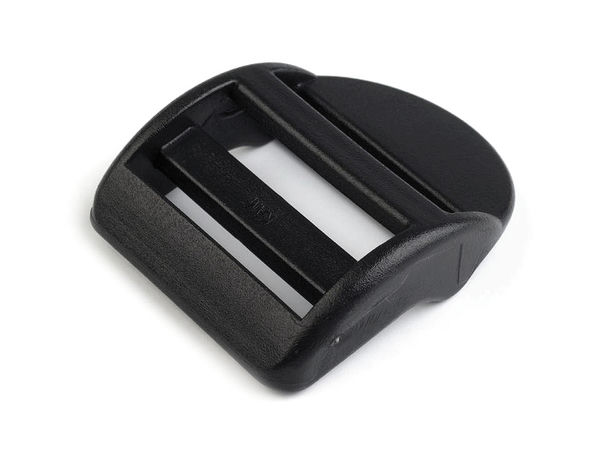 Schwarzer robuster Gurtversteller (26 mm) aus Kunststoff für Sportrucksäcke und Taschen