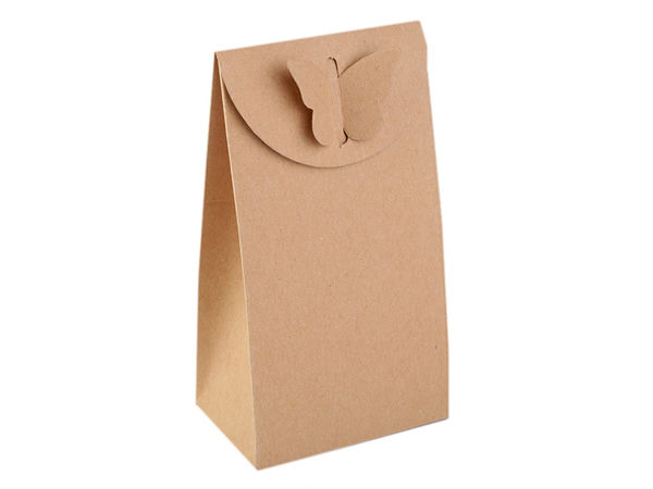 Geschenktüte aus Kraftpapier Natur mit elegantem Schmetterlingsverschluss