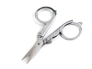 Kompakte 10 cm Klappbare Reiseschere mit Schlüsselring-Öse - Premium-Nickel-Finish