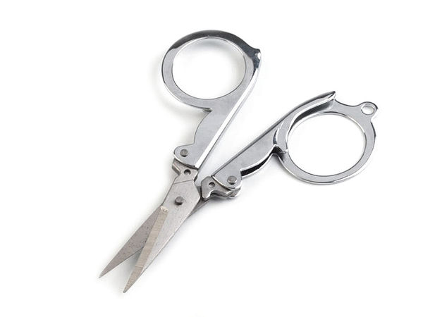 Kompakte 10 cm Klappbare Reiseschere mit Schlüsselring-Öse - Premium-Nickel-Finish