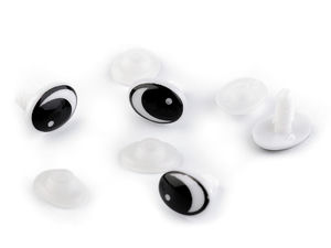 Schwarze ovale Sicherheitsaugen aus Kunststoff mit Verschlussscheiben für DIY-Puppen und Plüschtiere - 11x15 mm