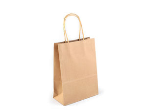 Premium-Geschenktüte aus naturbraunem Kraftpapier (16x22 cm) - Robuste, beschichtete DIY-Basteltüte mit gedrehten Henkeln