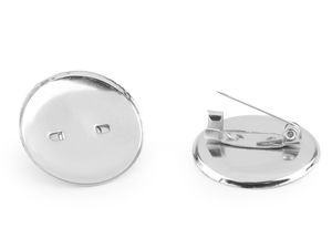 25 mm runde gelochte Broschennadel-Basis mit Sicherheitsverschluss – Platin-Finish