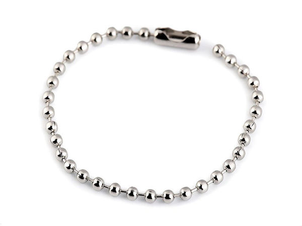 Premium-Kugelkette aus Nickel (12 cm, 2,5 mm Kugeln) - Vielseitige Metallschlaufe für Anhänger, Taschen und Kleidung