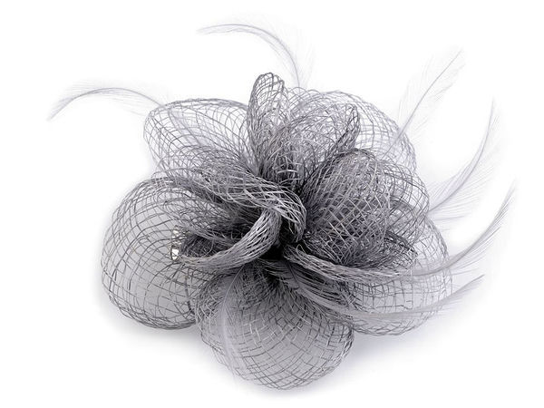 Eleganter Federblüten-Fascinator und Brosche - 2-in-1 Haarspange & Ansteckblume