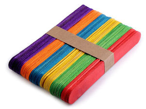 Premium Holz-Bastelspatel - Bunte DIY Holzstäbchen zum Basteln & Modellbau, 1,8 x 15 cm (Farbmix)